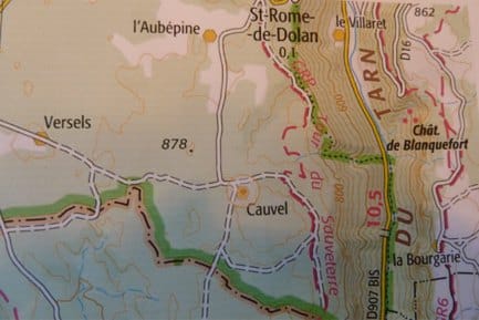 Carte des parcelles du Cauvel et le Poux autour de la combe