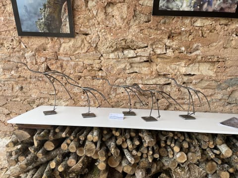 Échassiers posés sur la pile de bois