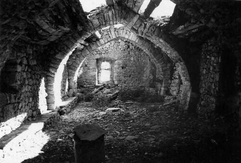 La bergerie en 1987 : voûtes et charpente effondrées
