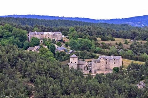 Vue d'ensemble du hameau dans les pins